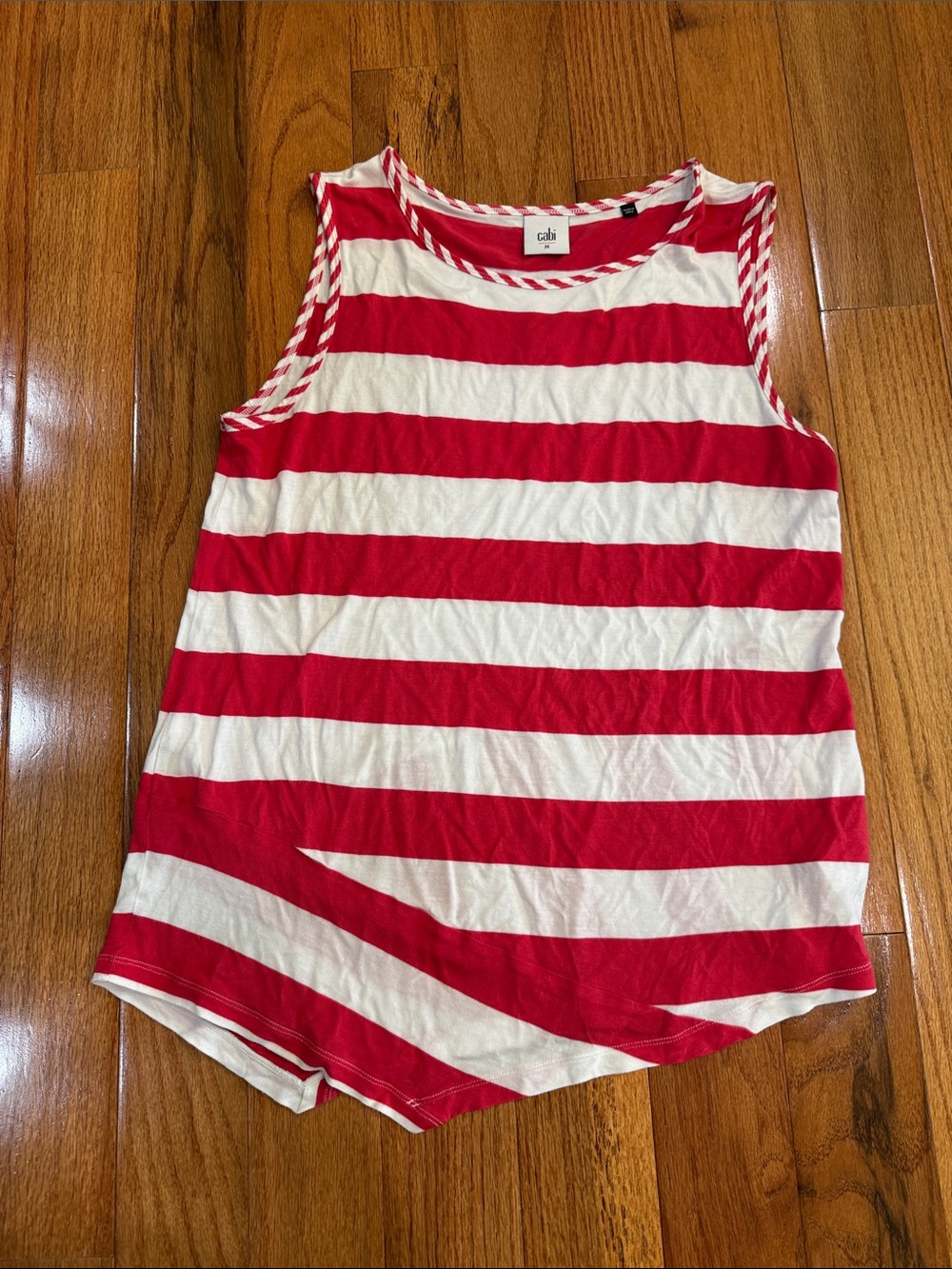 CAbi Red and White Striped Crewneck Tank